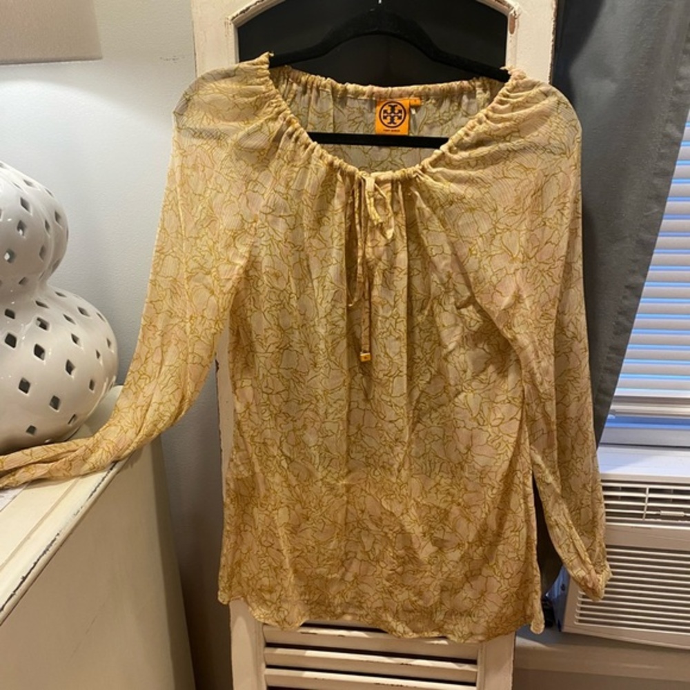 Tory Burch Yellow Floral Women's Top